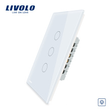 Livolo US Power Wall Touch Dimmer Light Switch Electrical 110~220V 3 gang 1 way with LED indicator VL-C503D-11
